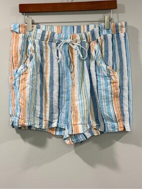 Briggs New York Womens Striped High-Waist Drawstring Shorts Size L